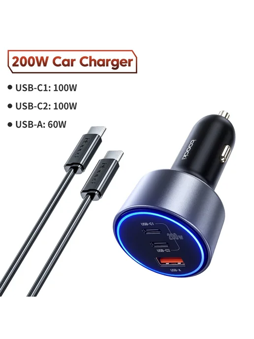 Toocki Автомобильное Зарядное Устройство USB Type C QC 4.0 P, вариант