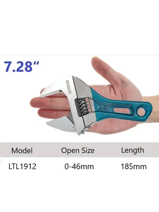 LiTuiLi Регулируемый гаечный ключ 7.28", 0-46mm, 185mm, вариант