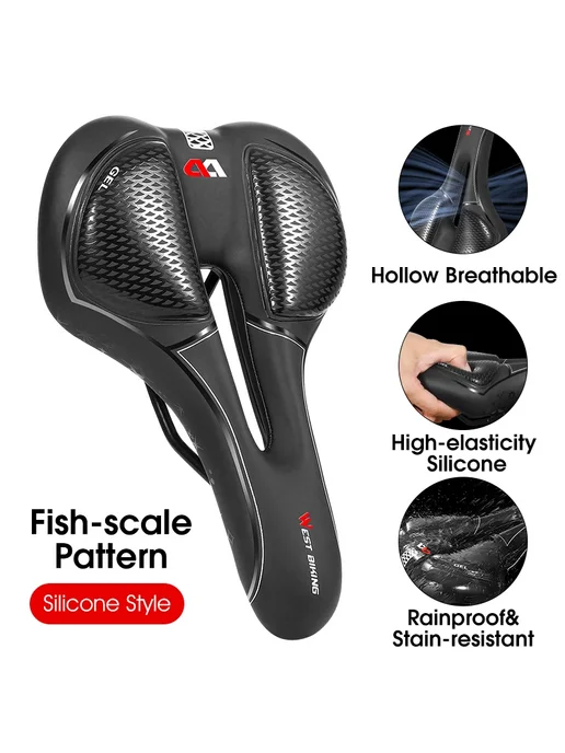 West Biking Силиконовое седло для велосипеда 0801128 Silicon, черный