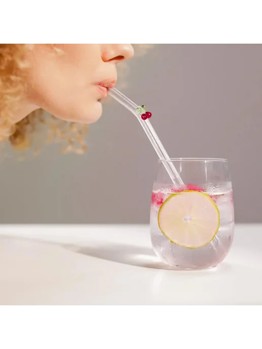 Нет бренда Многоразовые стеклянные трубочки 1 2 5 шт. Красный, 1 straw, 5 шт, фото 5
