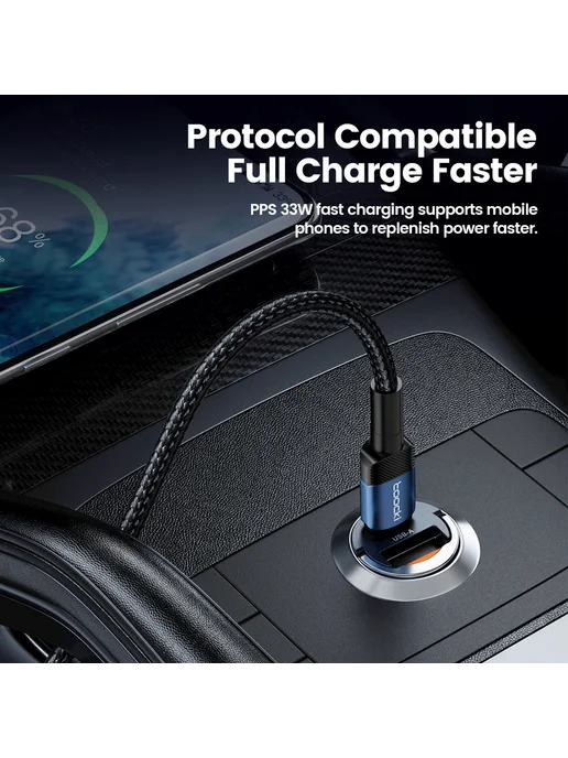 Toocki Автомобильное Зарядное Устройство 33W Mini PD QC3.0 С, 33 Вт, фото 3