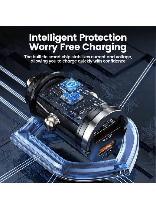Toocki Автомобильное Зарядное Устройство 33W Mini PD QC3.0 С, 33 Вт, фото 7