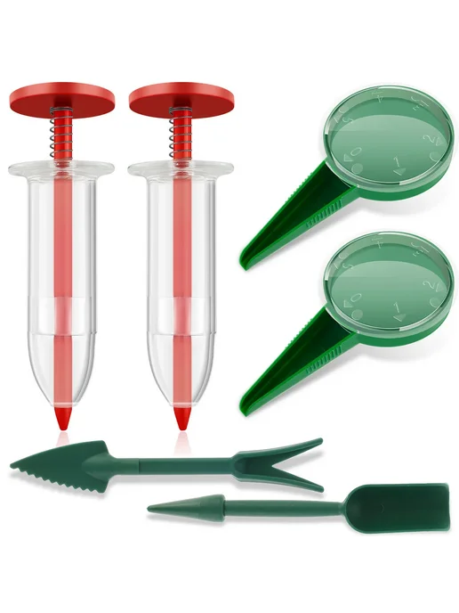 Нет бренда Ручной сеялка для семян Изумрудный, Red 6-piece set, красный
