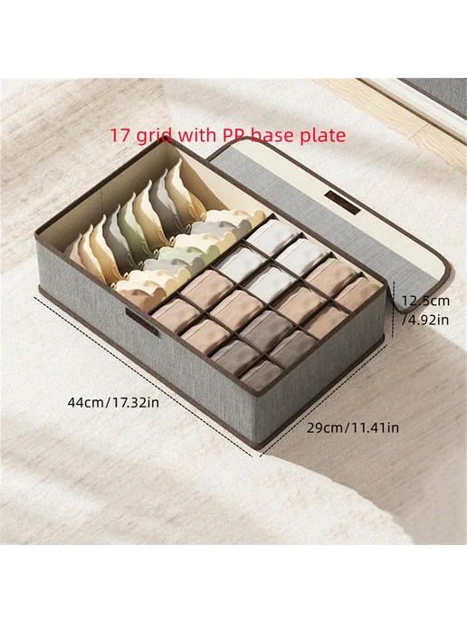 Нет бренда Ящик для белья из нетканой ткани Коричневый, grey 17 grids, серый