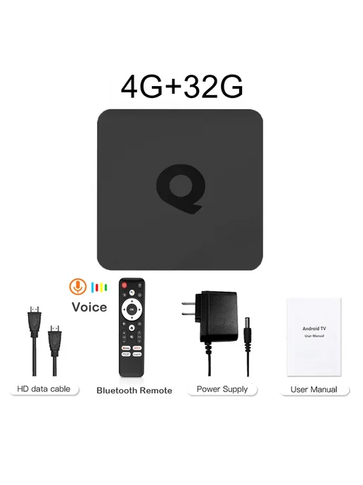 UOSU Android 16 Smart TV Box Q1 64 128 ГБ US Plug, 4G 32G, 128 ГБ, 4 г
