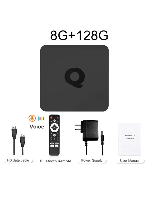UOSU Android 16 Smart TV Box Q1 64 128 ГБ AU Plug, 8G 128G, 128 ГБ, 8 г