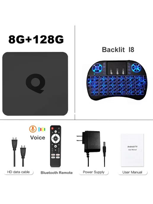 UOSU Android 16 Smart TV Box Q1 64 128 ГБ UK Plug, 8G 128G K, 128 ГБ, 8 г