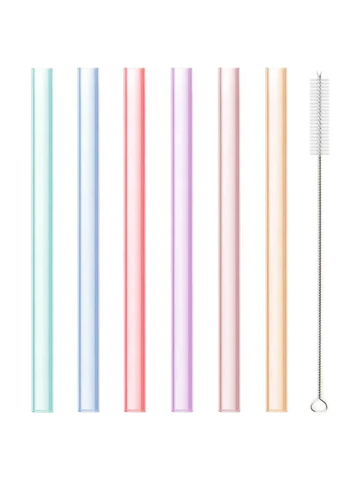KEMORELA прозрачные силиконовые соломинки 6 шт. Large, 6 шт