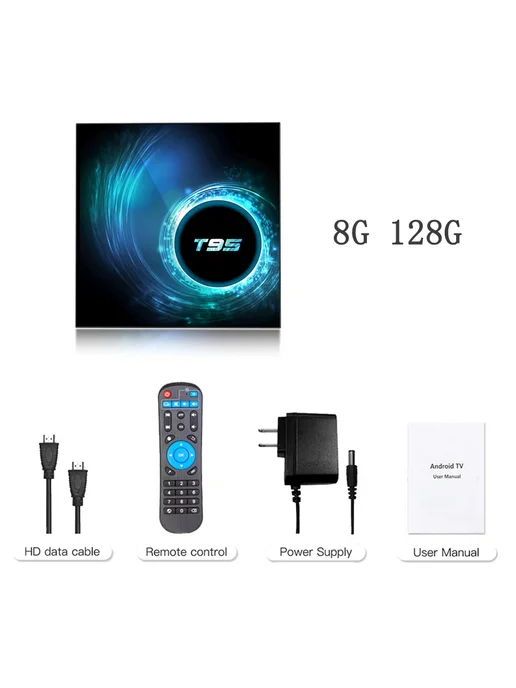 BLKJ Смарт ТВ-приставка T95 Plus Android 16 US Plug, 8G 128G, 8 г, 128 г