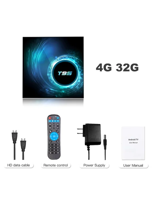 BLKJ Смарт ТВ-приставка T95 Plus Android 16 AU Plug, 4G 32G, 4 г, 32 г