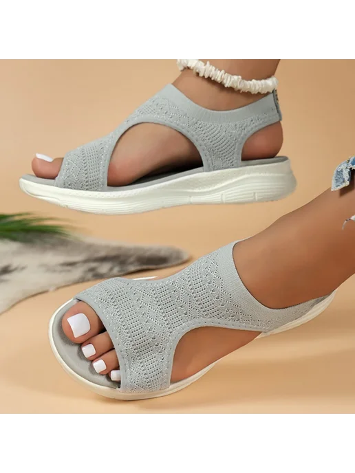 Женские Повседневные Спортивные Сандалии На Платформе, Лето, бежевый, фото 6