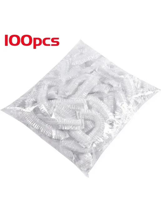 Нет бренда Одноразовые шапочки для душа из CPE-пластика 100 шт 100pcs-w, 100 шт