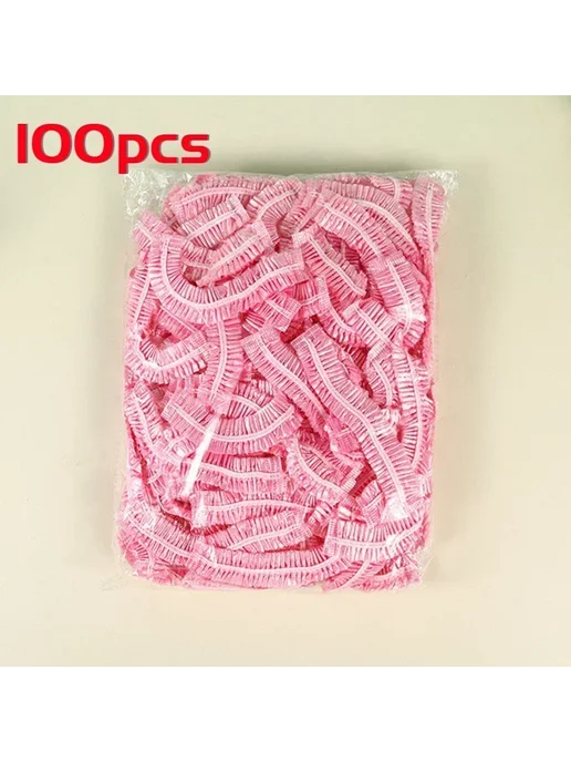 Нет бренда Одноразовые шапочки для душа из CPE-пластика 100 шт Розовый, 100 шт