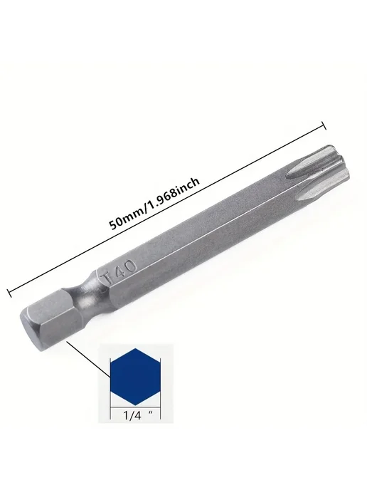 Нет бренда Набор бит Torx с шестигранным хвостовиком, 12 шт, 50 мм, 1, 12 шт, фото 4
