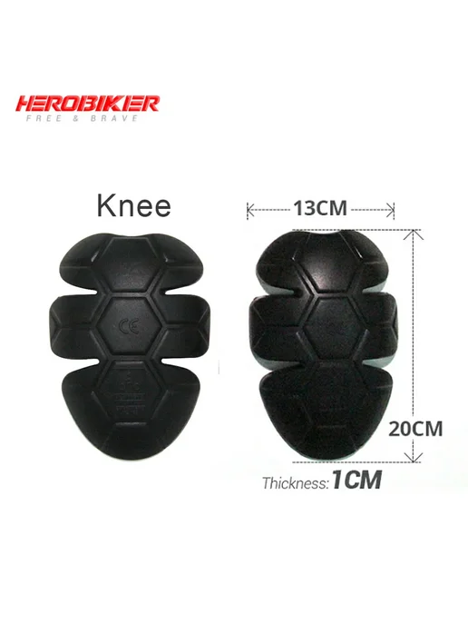 HEROBIKER Наколенники мотоциклетные 20x13x1см, черные, черный