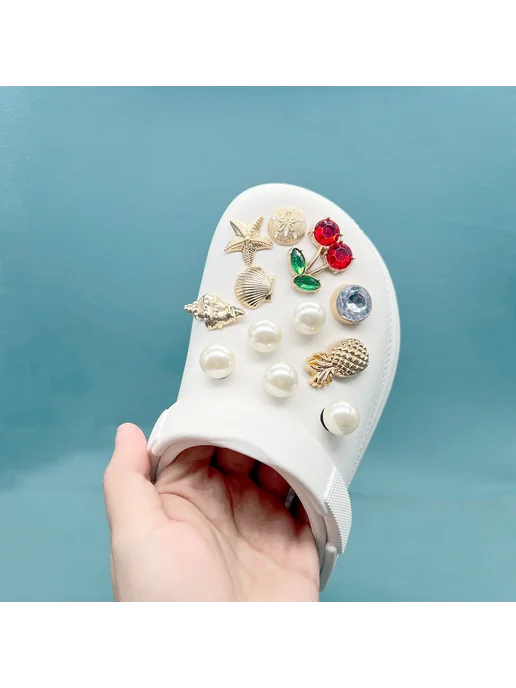 Нет бренда 1 вишнёвая моллюска металлическая обувь аксессуары DIY санда, белый, фото 7