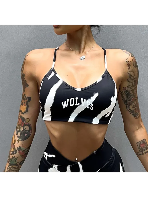 Нет бренда Спортивный бюстгальтер Wolf Head из нейлона, вариант