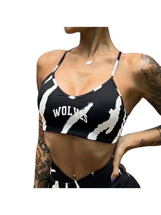 Нет бренда Спортивный бюстгальтер Wolf Head из нейлона, вариант, фото 5