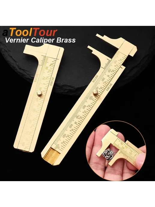 atooltour Штангенциркуль латунный 0-100 мм Vernier Caliper 8, вариант, фото 2