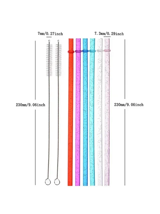 Нет бренда Многоразовые блестящие трубочки для стаканов Pink 12pcs colo, 120 шт, фото 5