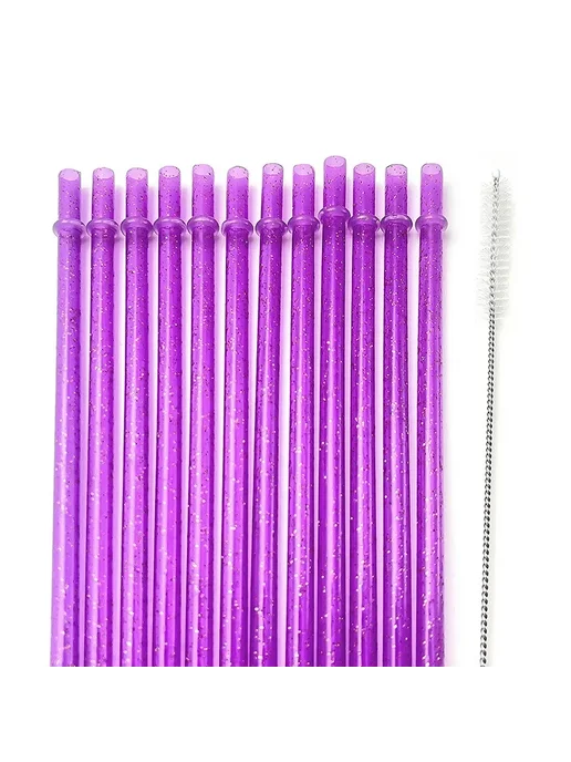 Нет бренда Многоразовые блестящие трубочки для стаканов Pink 12pcs colo, фиолетовый