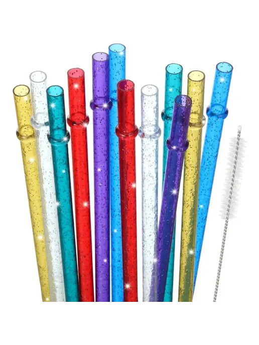 Нет бренда Многоразовые блестящие трубочки для стаканов Pink 12pcs colo, фиолетовый, фото 2