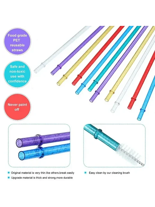 Нет бренда Многоразовые блестящие трубочки для стаканов Pink 12pcs colo, белый, фото 7
