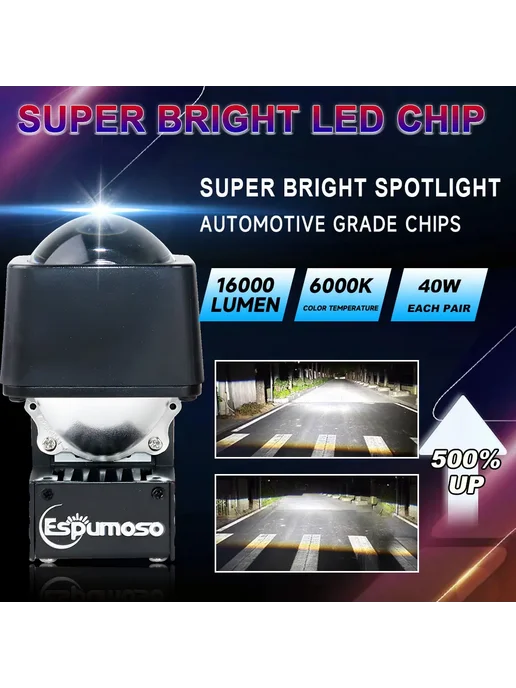 QIDEWIN Комплект для переоборудования фар Bi-LED 2PC H4 H7 H9 9005 9, вариант, фото 4