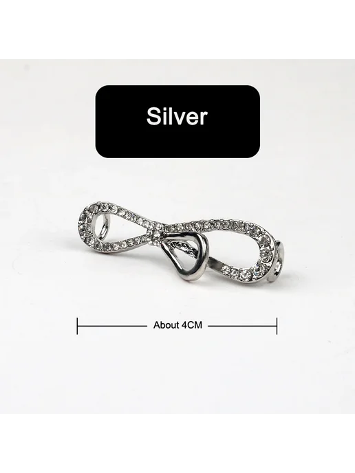 SMATLELF Металлические шнурки украшение пряжка жемчуг Silver Bow, серебристый
