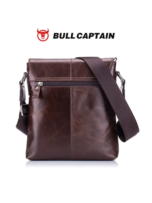 BULLCAPTAIN Сумка мужская кожаная, мессенджер на плечо, модн, черный, фото 7