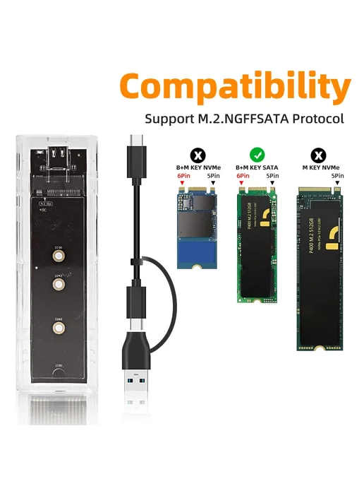 deepartner Прозрачный корпус для SSD USB Type-C 10 Гбит с E-, вариант, фото 7