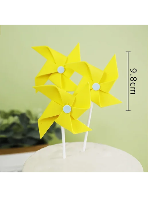 Нет бренда Топпер для торта "Пилот-медведь" Желтый, 3pcs windmill2, 3 шт