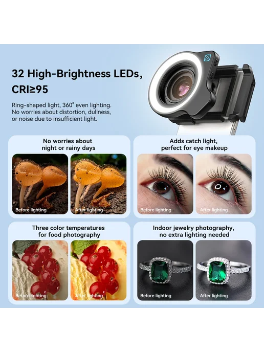 Apexel Макрообъектив С 10-20-кратным Зумом И LED-вспышкой Дл, вариант, фото 4