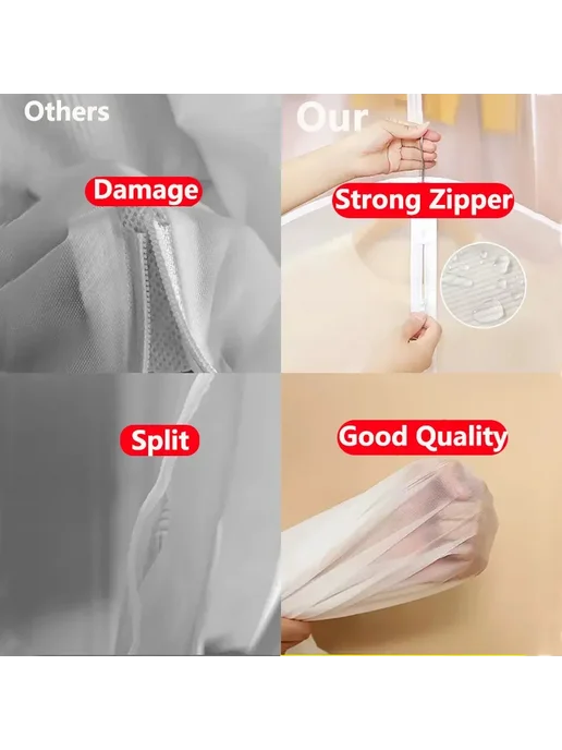 Нет бренда Прозрачный чехол для одежды PEVA 5PCS, 60x80cm, 2 шт, фото 5