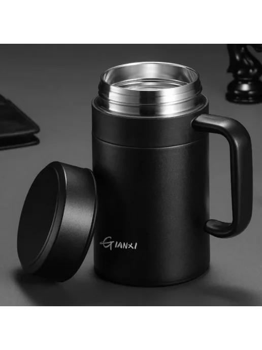 Gianxi Термос 420-520 мл нержавеющая сталь черный Silver 520, 420,52 л, фото 2