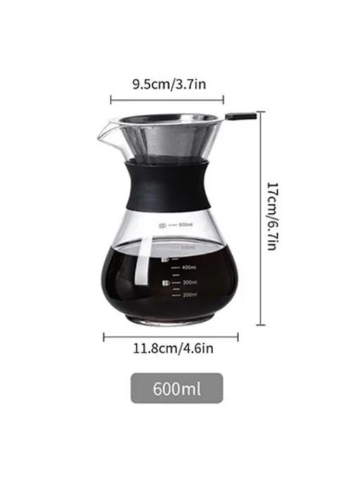 Leeseph Кофеварка Pour Over стеклянная 600ml 20oz1, 600 мл