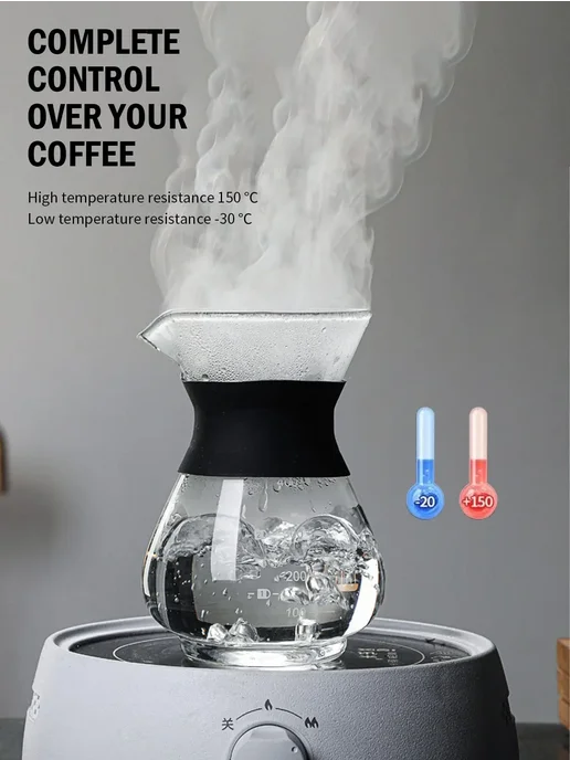 Leeseph Кофеварка Pour Over стеклянная 600ml 20oz1, 600 мл, фото 6