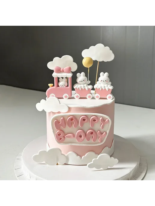 Нет бренда Розовый кролик-топпер для торта 5PCS MINI, 5 шт, фото 2