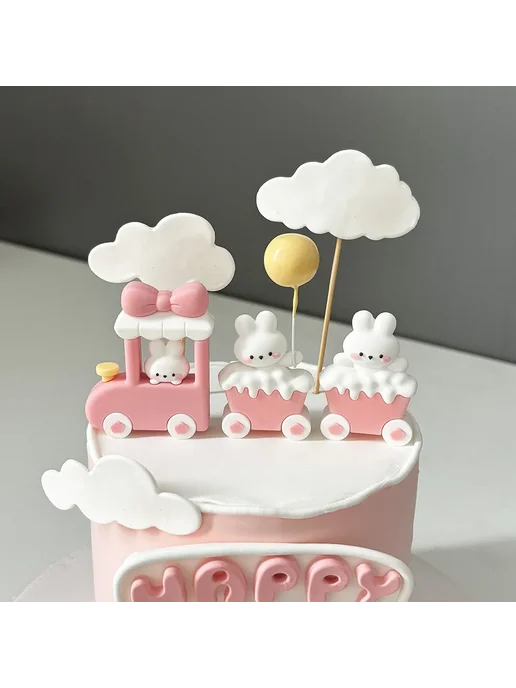 Нет бренда Розовый кролик-топпер для торта 5PCS MINI, 5 шт, фото 4