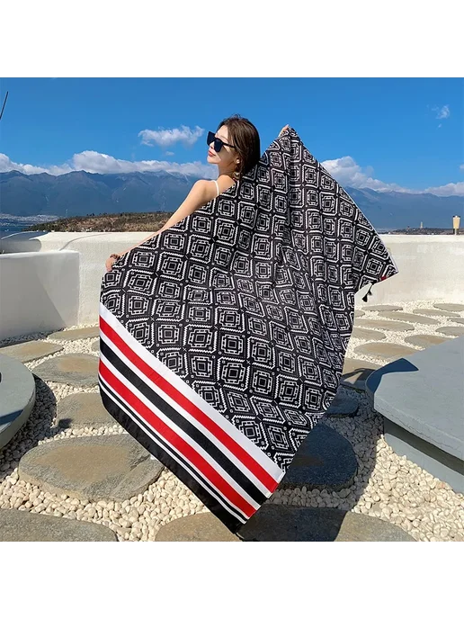 scoiry Женское парео цветочное Striped square, вариант