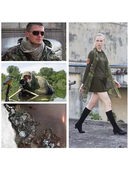 CLUSGO Тактический Камуфляжный Шарф-сетка Для Военных Игр, Спорта, вариант, фото 6