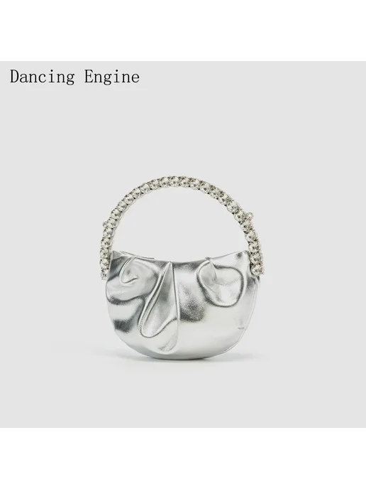 Dancing Engine Серебряная сумка-клатч с кристаллами, серебристый, фото 2