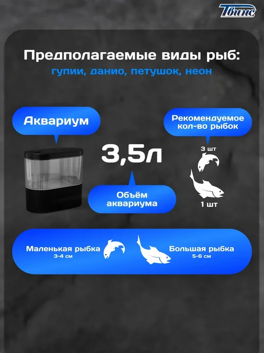 Аквариум Акваферма самоочищающийся 2л Черный, 2 л, фото 2