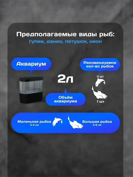 Аквариум Акваферма самоочищающийся 2л Черный, 2 л, фото 6