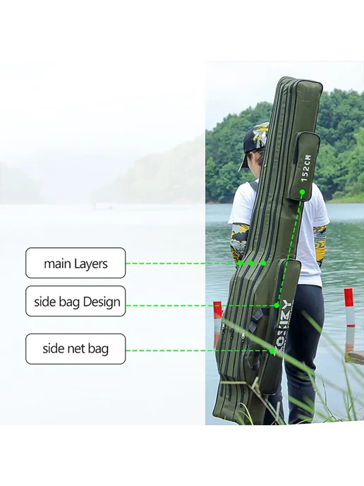 JOSBY Складная сумка для удочек Черный, 122CM 3 Layer Black, черный, фото 6