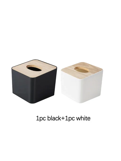 Нет бренда Коробка для салфеток White and Black, черный
