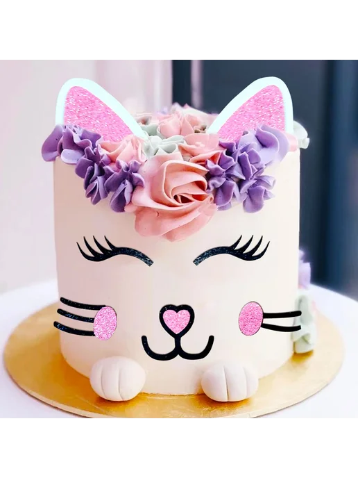 Нет бренда LaVenty Kitty Cat топпер для торта, розовый, фото 4