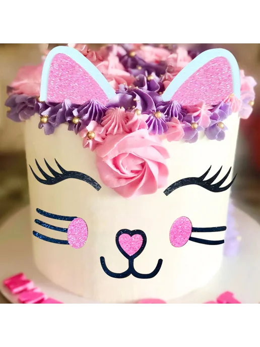 Нет бренда LaVenty Kitty Cat топпер для торта, розовый, фото 6