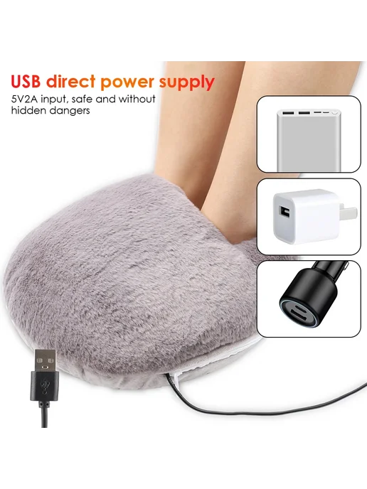 AFDEAL Грелка для ног USB, серая, серый, фото 4