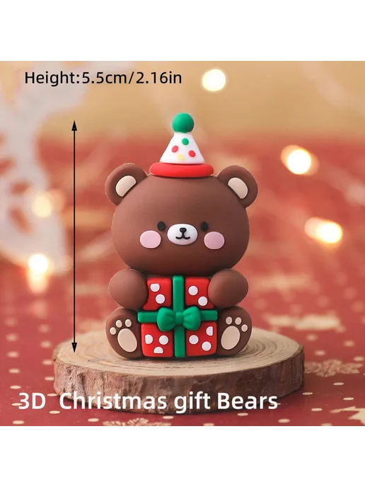 Нет бренда 3D фигурки животных для торта ПВХ 11 Gift Bear, коричневый